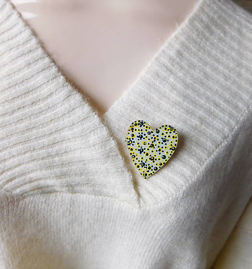 Brošne - drevená brošna srdce folk  - 16997877_