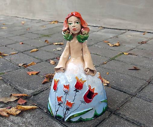 Dekorácie - Tulipánový -  anjelik, maľovaný zvonec - 16998069_