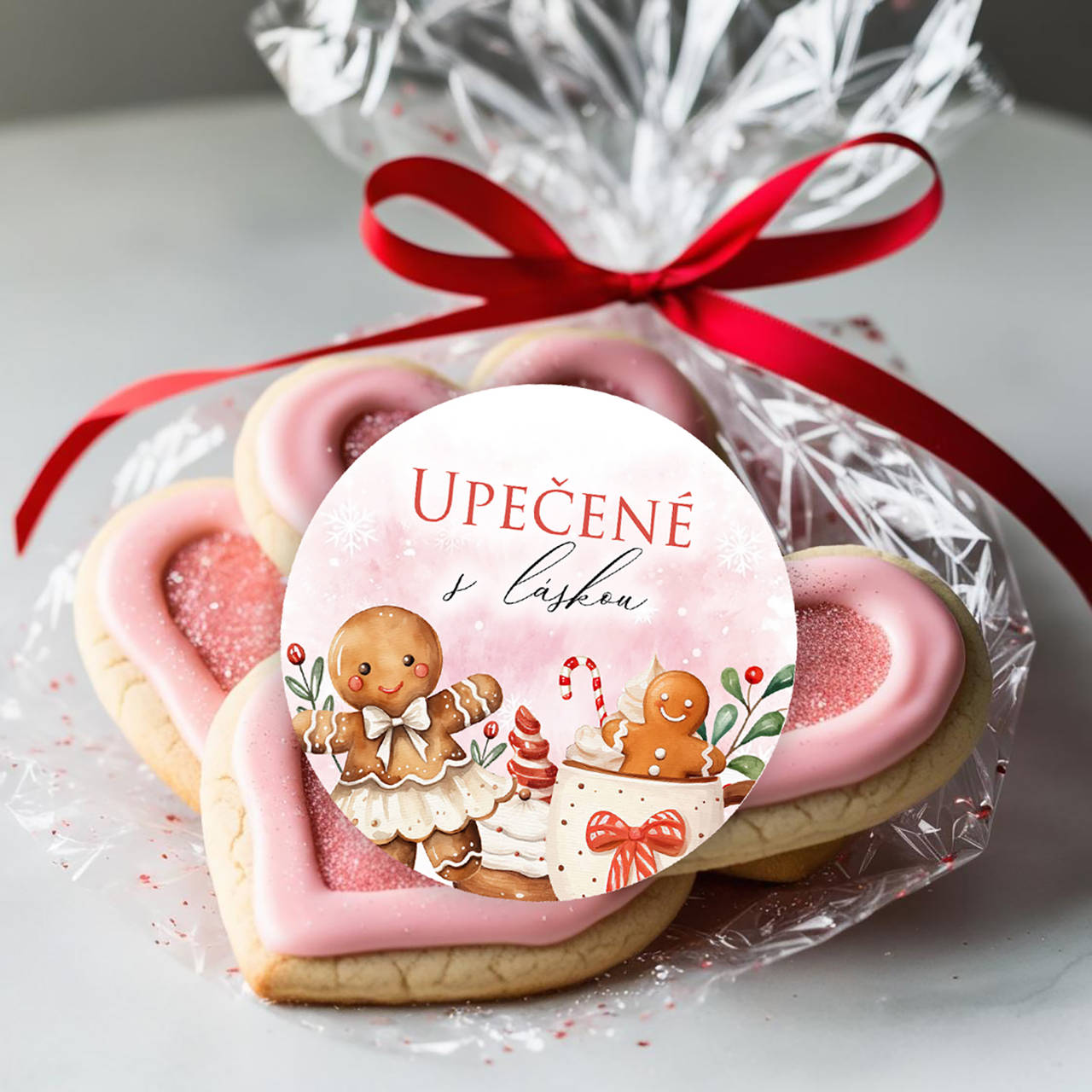 Vianočná okrúhla nálepka na koláče, vianoce (1)