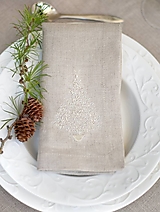 Úžitkový textil - Vianočný ľanový obrúsok s výšivkou - 16999382_