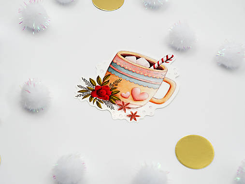 Papier - Vianočná nálepka - Hrnček - 17003657_