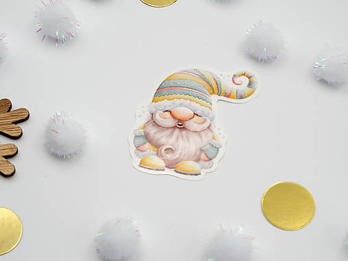 Papier - Vianočná nálepka - Škriatok - 17003681_