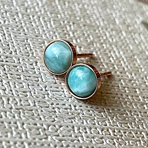 ZĽAVA 15% Larimar Rose Gold Plated AG925 Earrings / Strieborné náušnice s larimarmi pozlátené ruž. zlatom E013