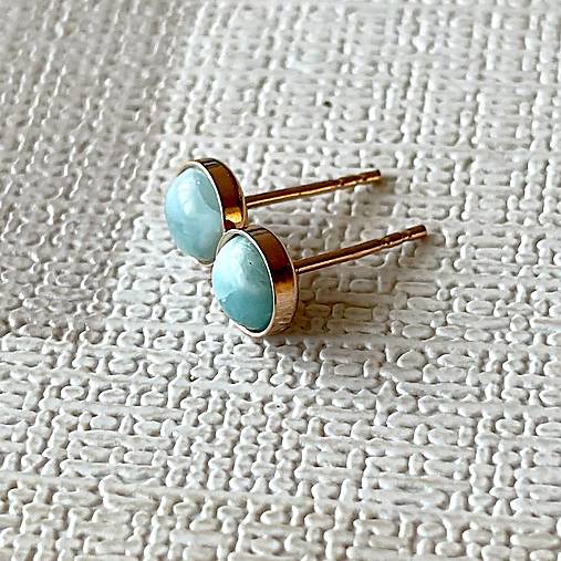 ZĽAVA 15% Larimar Rose Gold Plated AG925 Earrings / Strieborné náušnice s larimarmi pozlátené ruž. zlatom E013