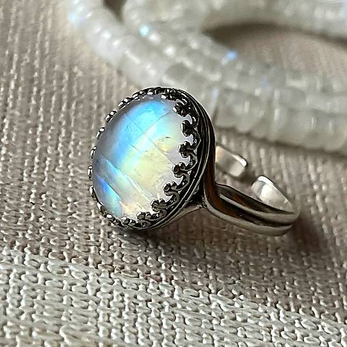 ZĽAVA 10% Filigree Moonstone AG925 Ring / Filigránový prsteň s mesačným kameňom E013