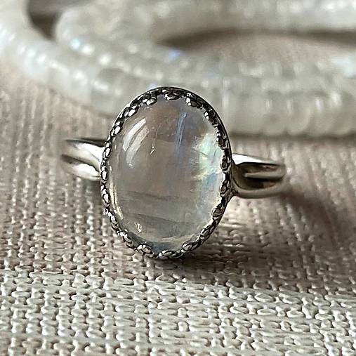 ZĽAVA 10% Filigree Moonstone AG925 Ring / Filigránový prsteň s mesačným kameňom E013