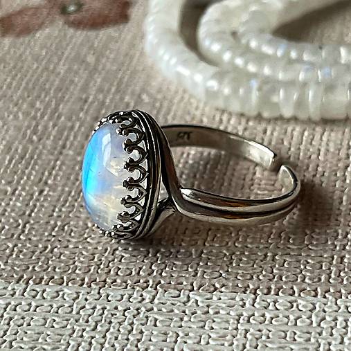 ZĽAVA 10% Filigree Moonstone AG925 Ring / Filigránový prsteň s mesačným kameňom E013