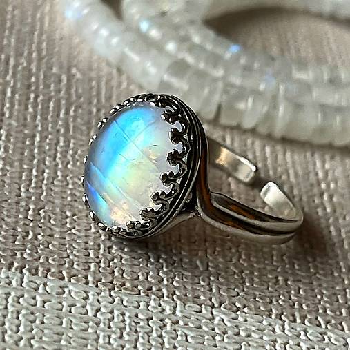 ZĽAVA 10% Filigree Moonstone AG925 Ring / Filigránový prsteň s mesačným kameňom E013