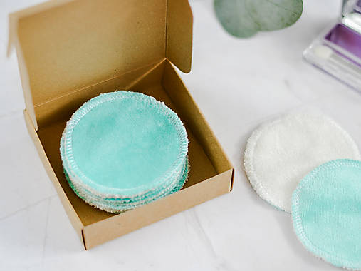 Úžitkový textil - Zamatové odličovacie tampóny (Mentolové 7ks) - 17008714_