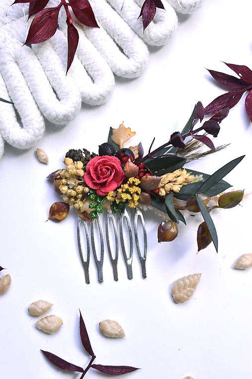 Ozdoby do vlasov - malý hřebínek s ovocem lásky  - 17006877_