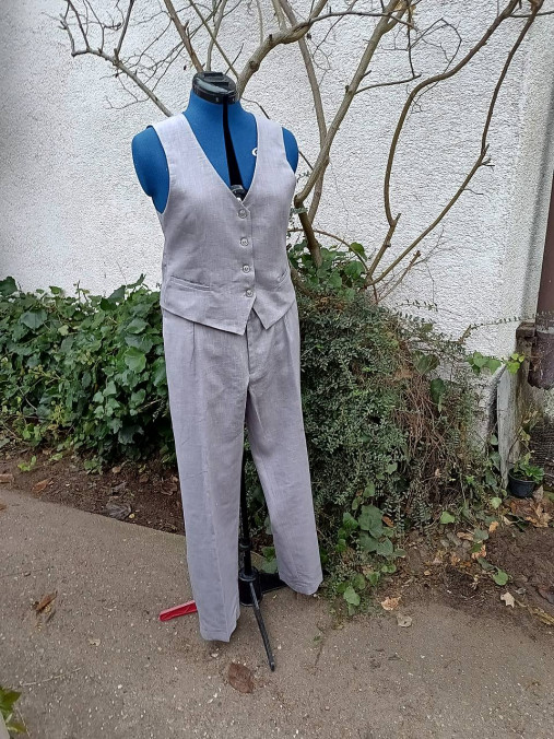 Vesty - Dámska vesta z ľanu, podšitá  - 17005310_