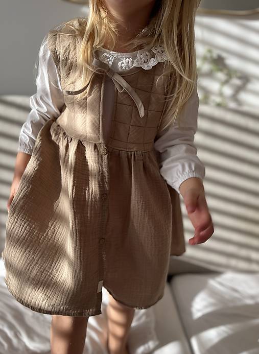 Detské oblečenie - Dievčenské šaty z prešívaného mušelínu - 17007168_