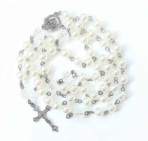 Náhrdelníky - Ruženec perličkový (krémová) - 17012611_