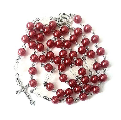 Náhrdelníky - Ruženec perličkový (bordová) - 17012614_