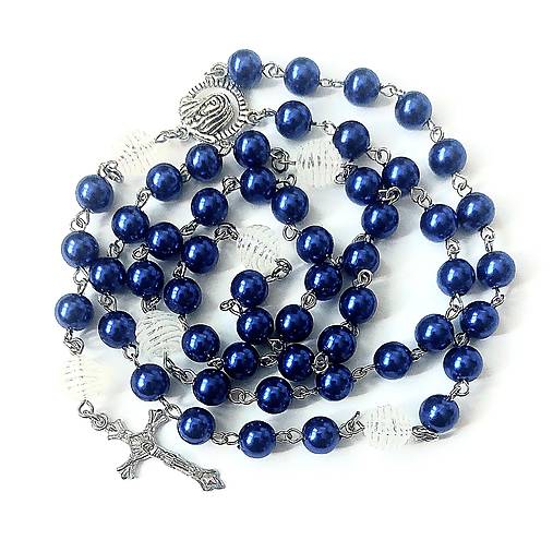 Náhrdelníky - Ruženec perličkový (modrá) - 17012617_