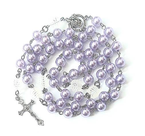 Náhrdelníky - Ruženec perličkový (fialová) - 17012621_