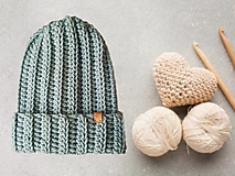 Čiapky, čelenky, klobúky - WINTER TIME čiapka mentolová - 17009340_