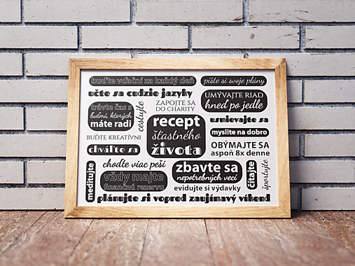 Grafika - Poster "Recept šťastného života" - 17009283_