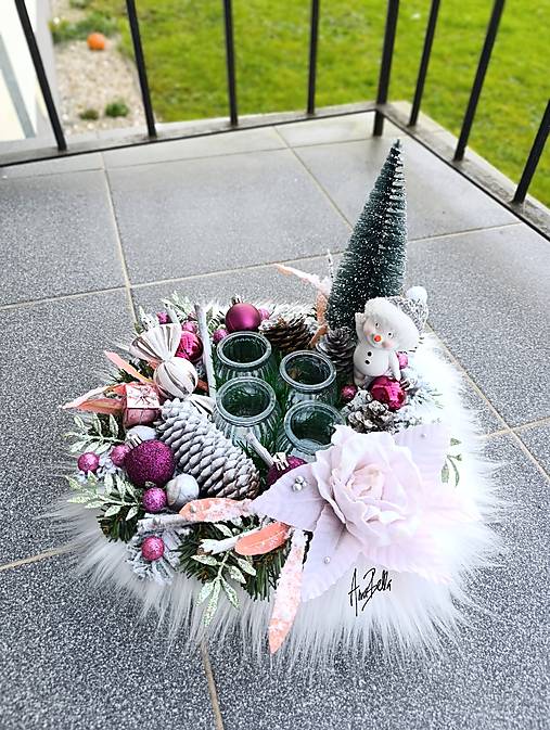 Dekorácie - Ružový adventný svietnik (veniec) - 17012379_