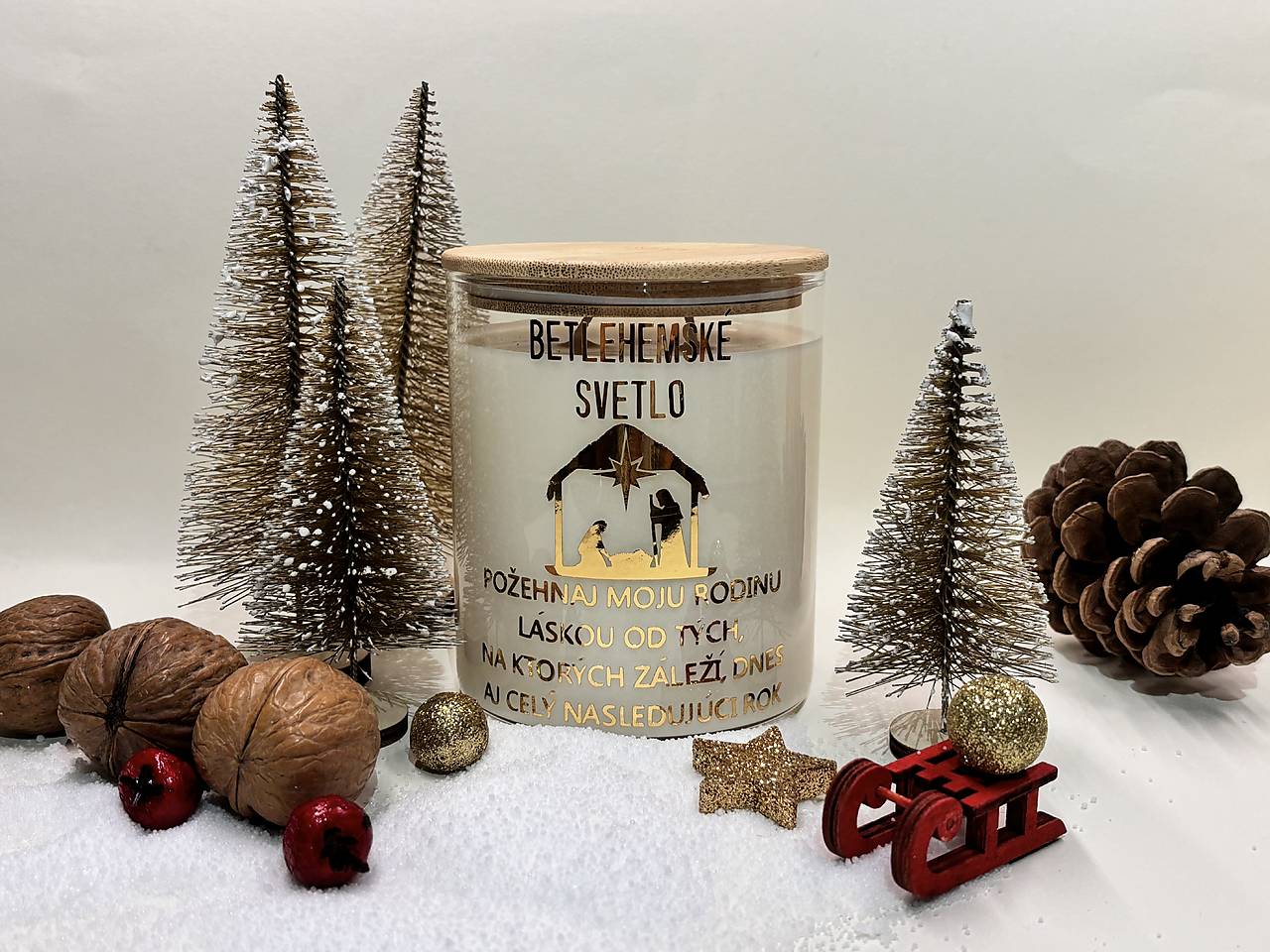 Sójová svieca na Betlehemské svetlo bavlnený knôt