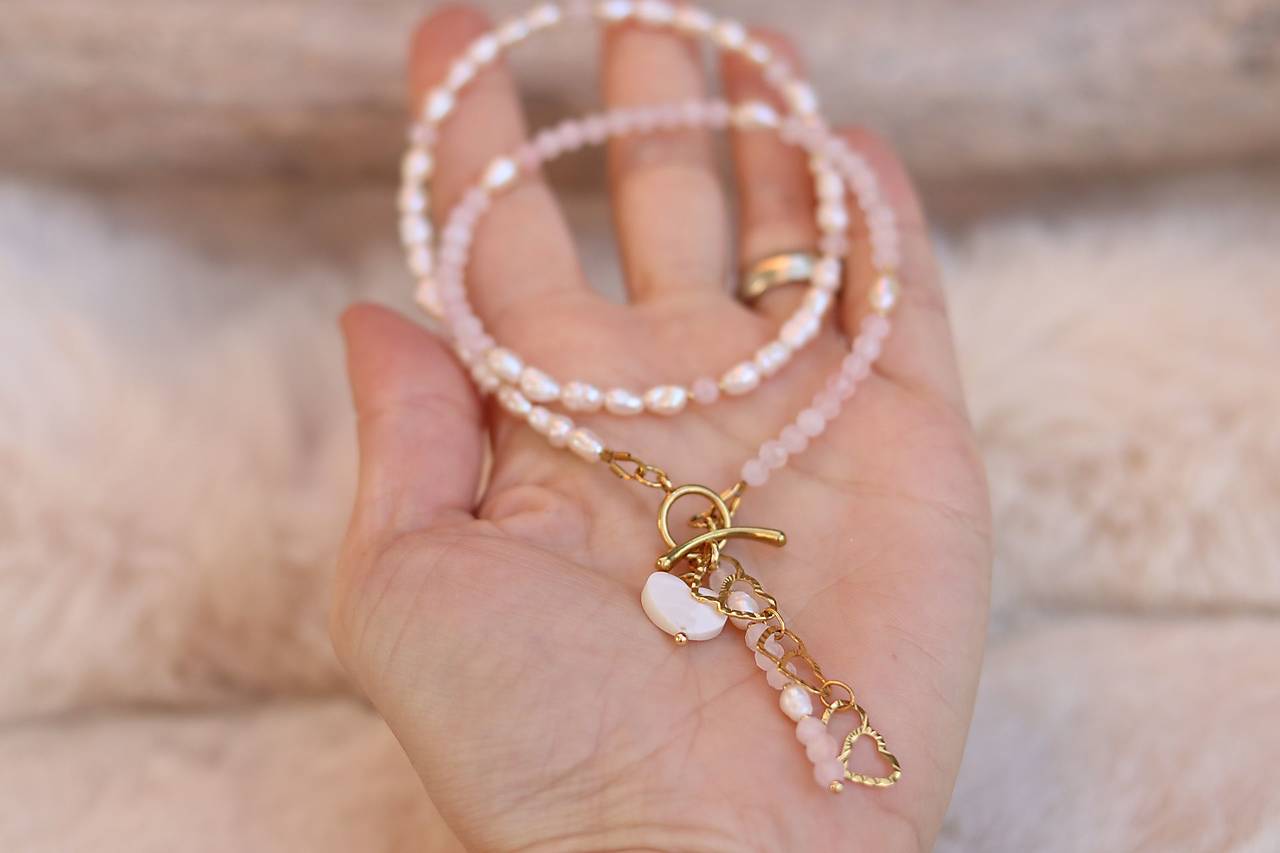 Náhrdelník - ruženín, perly