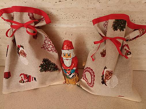 Úžitkový textil - mikulášske, vianočné vrecko režné - 17015076_