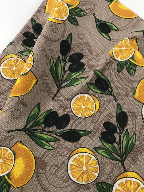 Úžitkový textil - Vaflove utierky olivy a citróny  - 17013828_