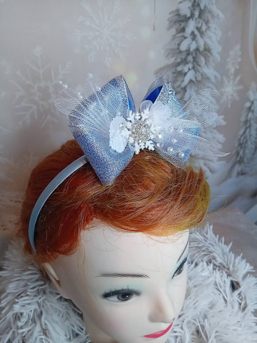 Ozdoby do vlasov - Vianočná čelenka Frozen blue - 17018687_
