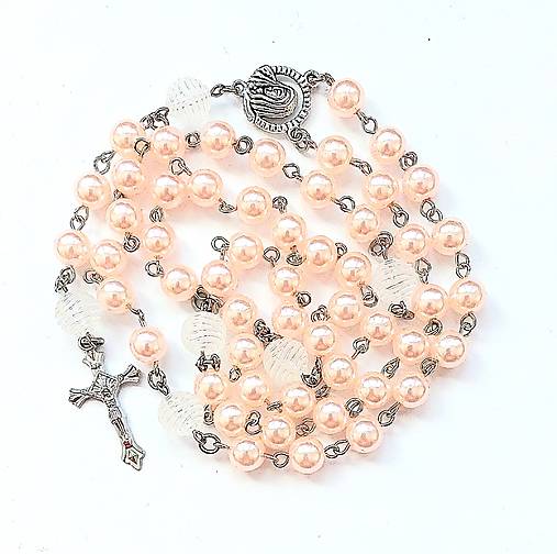 Náhrdelníky - Ruženec perličkový (ružová svetlá) - 17020158_