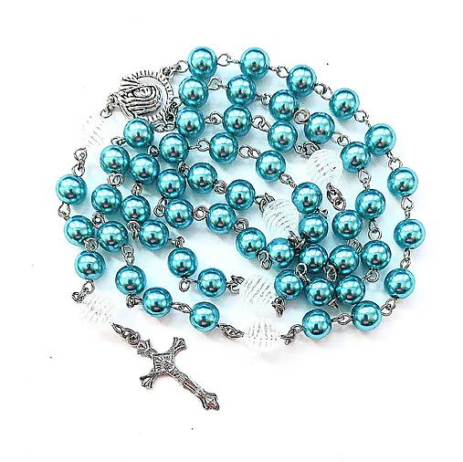 Náhrdelníky - Ruženec perličkový (tyrkys) - 17020160_