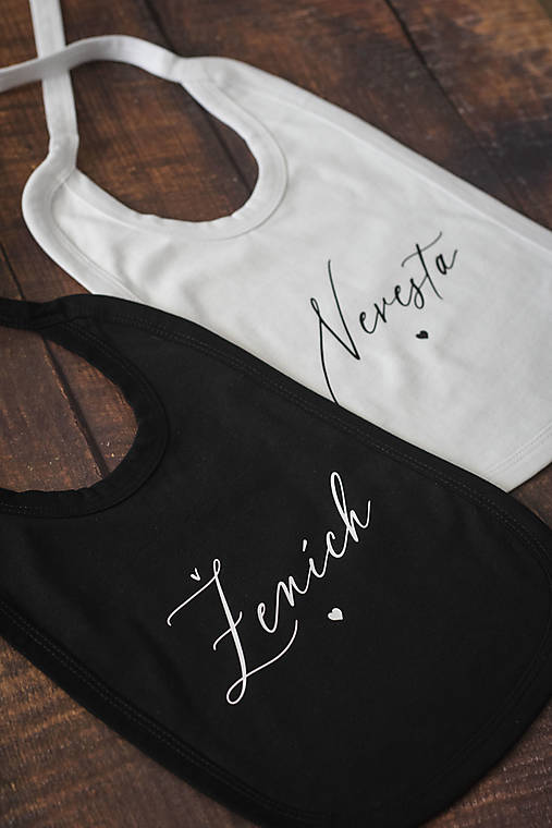 Iné doplnky - Svadobné podbradníky čierna & biela - Nevesta & Ženích  - 17023480_