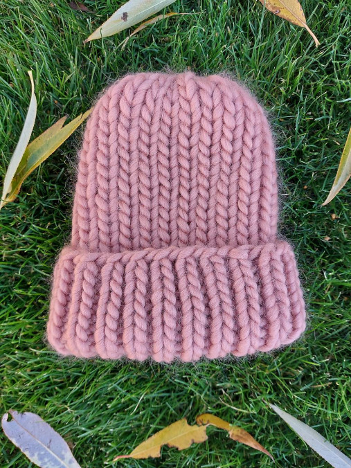 Čiapky, čelenky, klobúky - Chunky čiapka, farba Rosewood - 17021101_