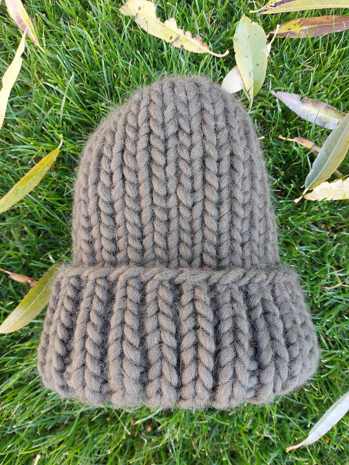 Čiapky, čelenky, klobúky - Chunky čiapka, farba Olive - 17021148_