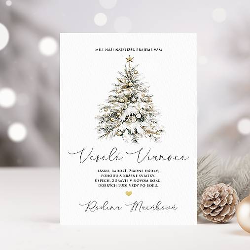 Papiernictvo - Vianočný pozdrav Zasnežený vianočný stromček - 17023987_