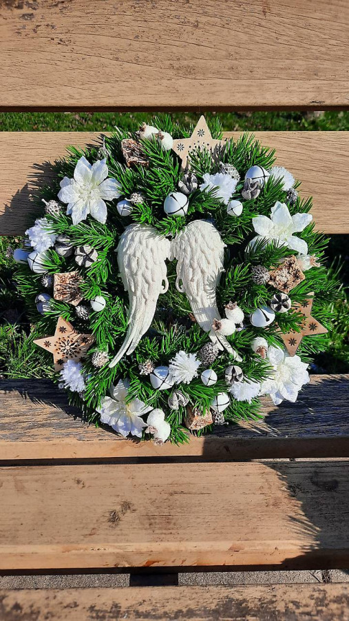 Svietidlá - Vianočna biela sada (Vieniec na zavesenie) - 17024308_