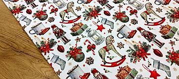 Textil - Bavlnená režná - Vianočný čas - cena za 10 cm - 17027591_