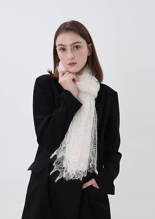 Šatky - Pletená orenburska šatka 75 х 170 cm - 17027841_