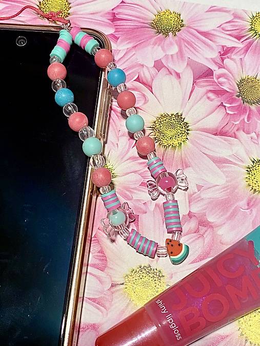 Na mobil - Phone Charm - prívesok na mobil Juicy (Phone charm - juicy melónový) - 17027773_