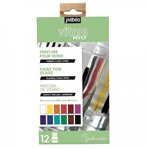 Farby-laky - Sada farieb na sklo, vitrea 12x20ml, Pébéo - 17029976_