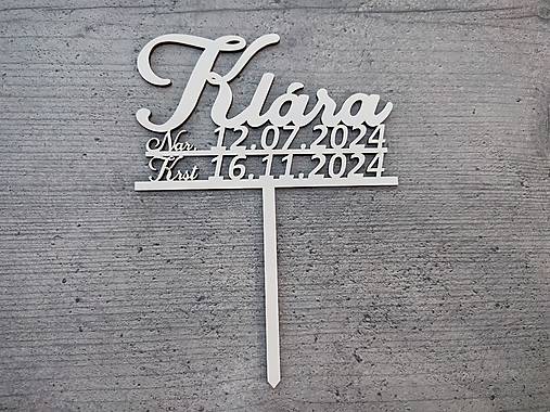 Dekorácie - Drevený zapich do torty krst , narodenie - 17030197_