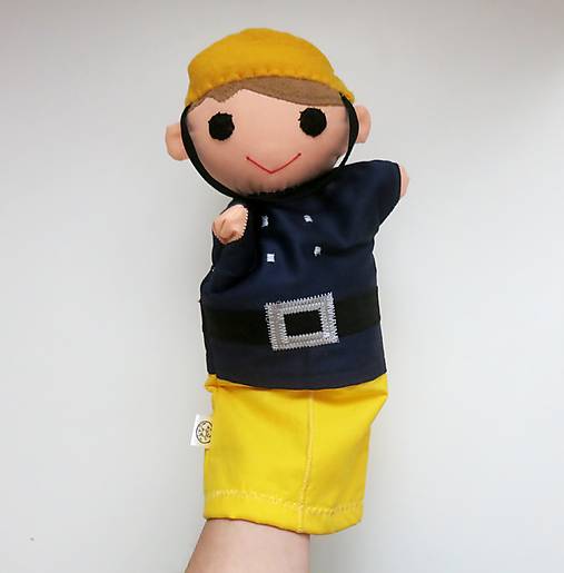 Maňuška požiarnik / požiarnička (požiarnik v žltomodrej uniforme)