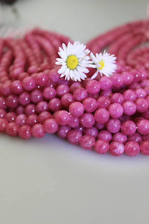 Minerály - kremeň rodochrozitový korálky 8mm-šnúra - 17030797_