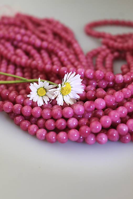 Minerály - kremeň rodochrozitový korálky 6mm-šnúra - 17030811_