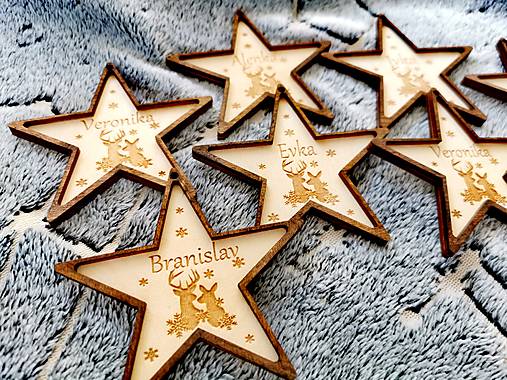 Dekorácie - Drevená vianočná ozdoba na stromček s menom - 17028546_