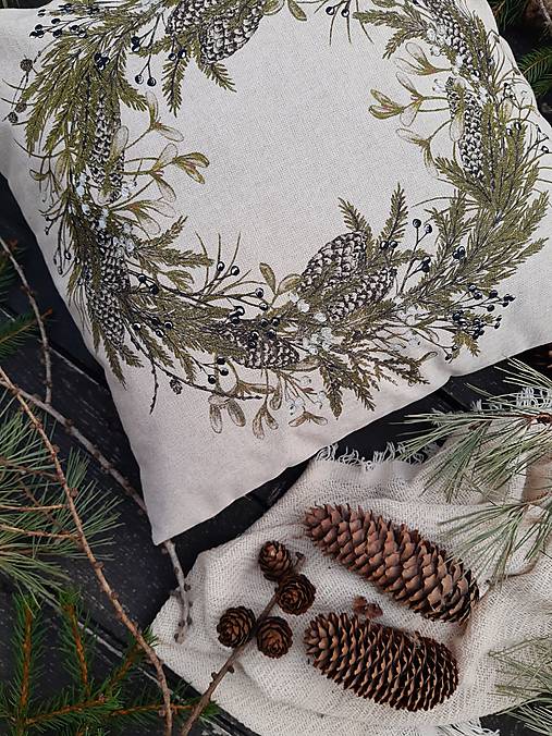 Úžitkový textil - Vankúš veniec ihličňany - 17029241_