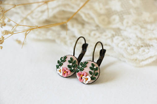 Náušnice - Visiace náušnice Polvenček (Ružové) - 17028860_