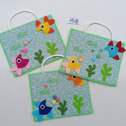 Hračky - Rybičky - quiet book karta (žltá a tyrkysová rybka) - 17028690_