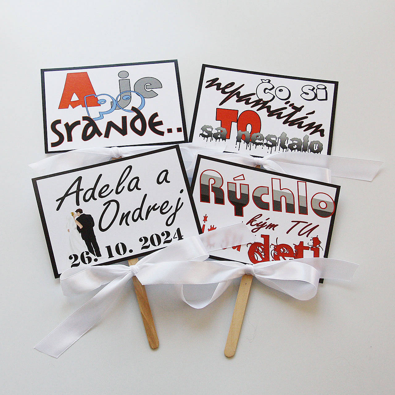 Tabuľky na fotenie - 4 kusy - vlastný text