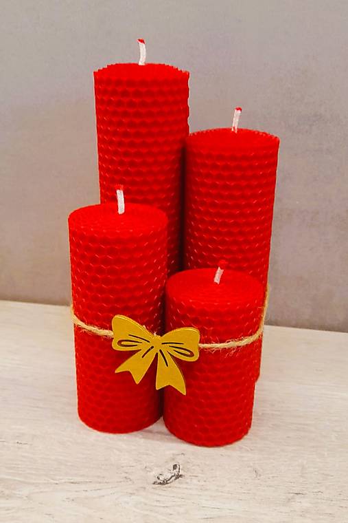 Sviečky - Adventná sada sviečok z vosku (Červená) - 17028221_