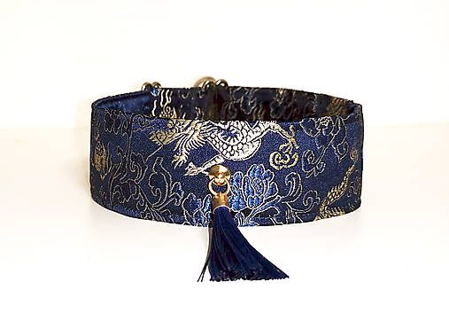 Pre zvieratá - Saténový obojok zlatý drak - 17033160_